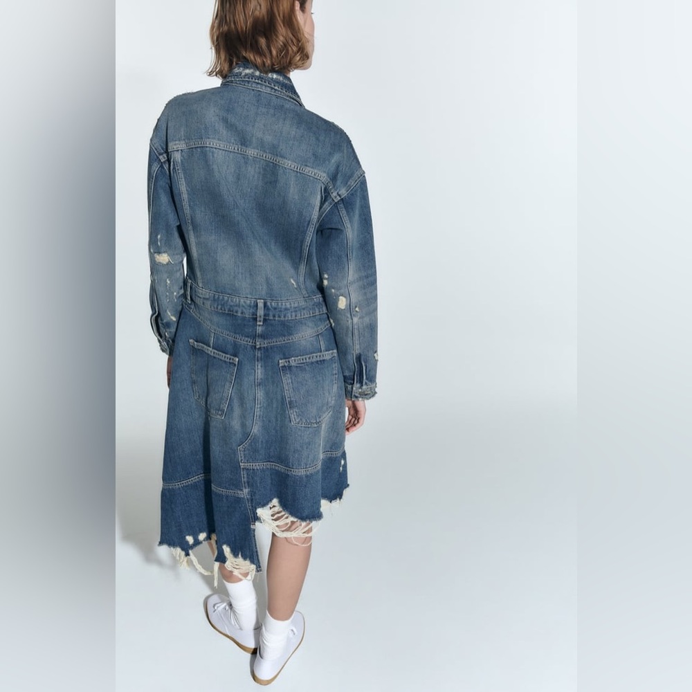 Zara Ripped Denim Jacket Dress - Picture 7 of 15